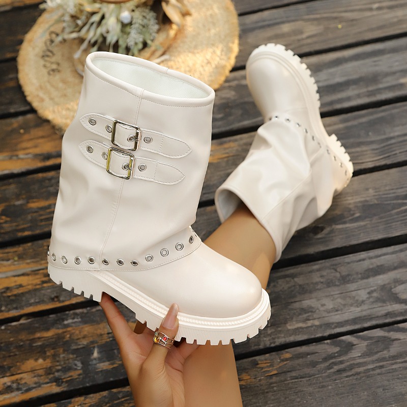 Vintage Fashion Wear - Весенне-осенние женские винтажные однотонные удобные полусапоги.