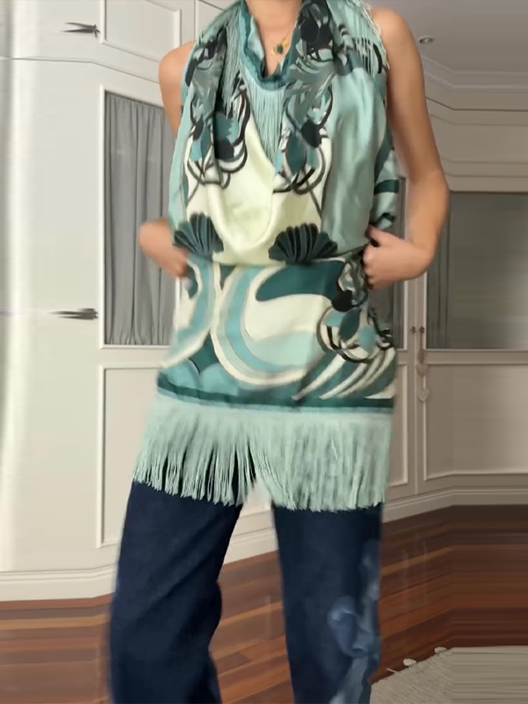 Vintage Fashion Ai - Винтажный квадратный платок с принтом и