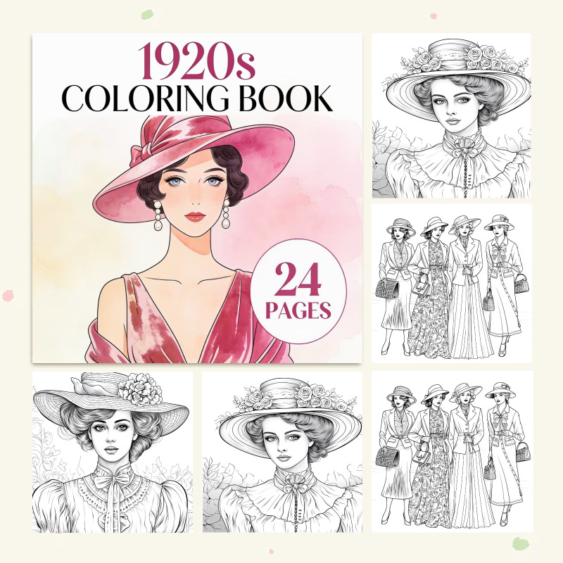 Книга-раскраска 1920-х годов,  – обзор и цена Vintage Fashion Coloring Pages